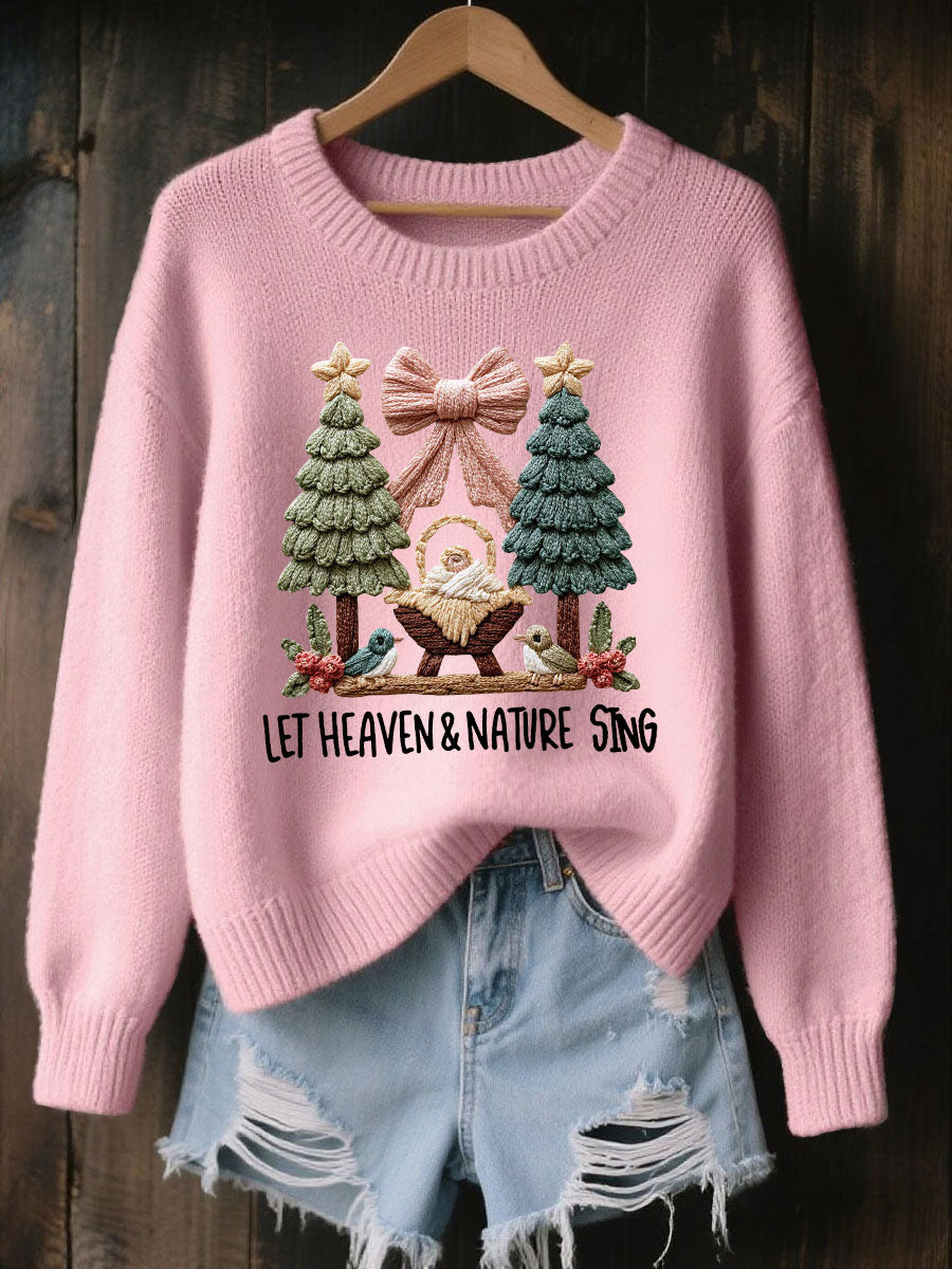 Women's Nativity Print Casual Sweatshirt