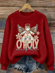 Women's O Holy Night Angel Print Casual Top