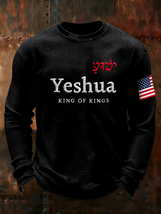 Men's Vintage Yeshua King Of Kings Waffle Long Sleeve T-Shirt