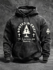 Men's Christmas combined with faith print Oversized Drop-Shoulder Hoodie with Pockets