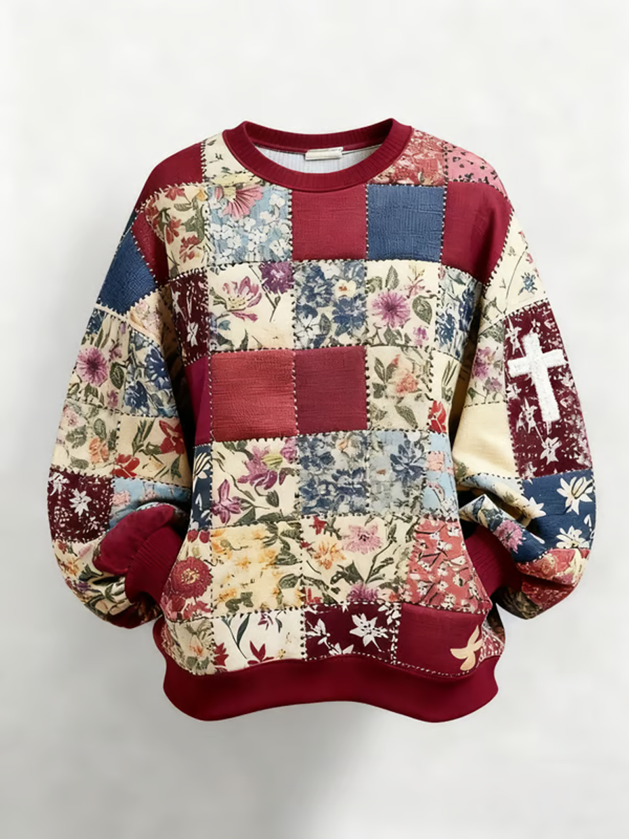 Women's Christmas combined with faith print Regular Sweatshirt