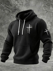 Men's Faith Cross Waffle Print Hoodie