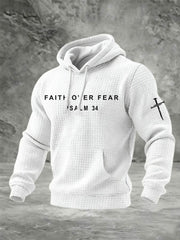 Men's Faith Over Fear Waffle Print Hoodie