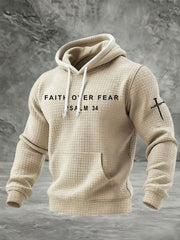 Men's Faith Over Fear Waffle Print Hoodie