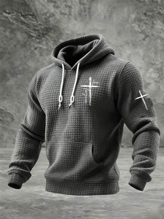 Men's Faith Cross Waffle Print Hoodie