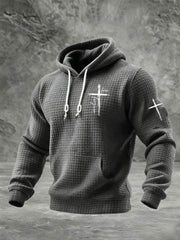 Men's Faith Cross Waffle Print Hoodie
