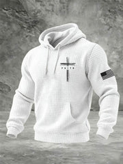 Men's Faith Cross Waffle Print Hoodie