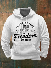 Men's In God We Trust In Freedom We Stand Print Standard Fit Hoodie