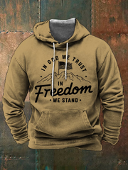 Men's In God We Trust In Freedom We Stand Print Standard Fit Hoodie