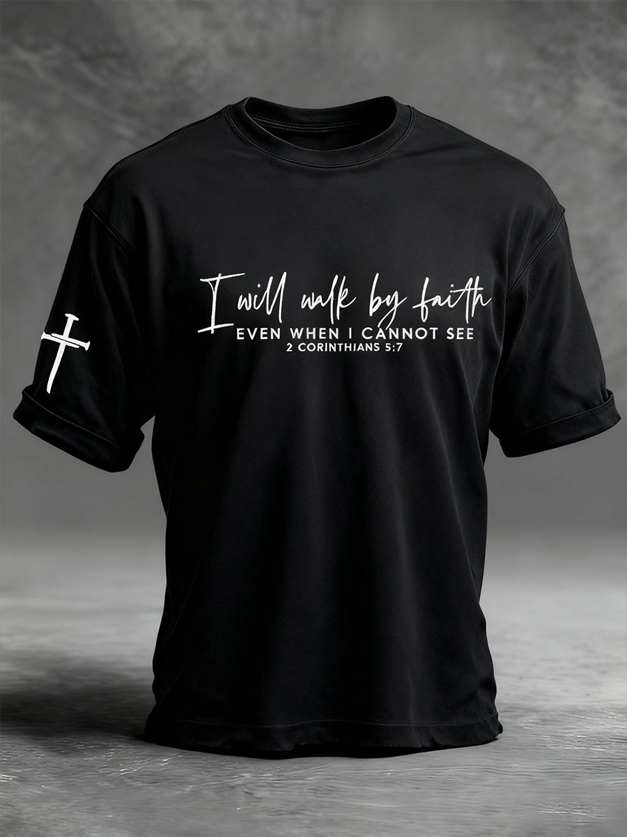 Men's Walking by Faith Tripping Constantly Cross Short Sleeve T-shirt