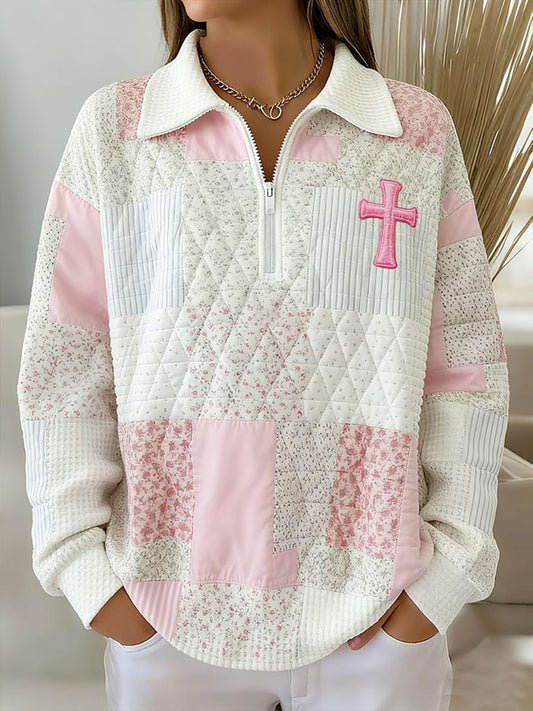 Women's Flower Patchwork Cross Sweatshirt