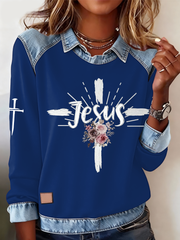 Women's Jesus Velvet Top