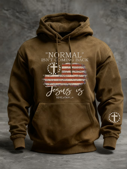 Men's Vintage Faith “Normal Isnt Coming Back” Print Hoodie