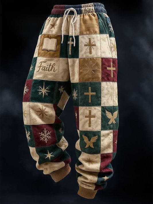 Men's Christmas Faith Cross Print Casual Pants