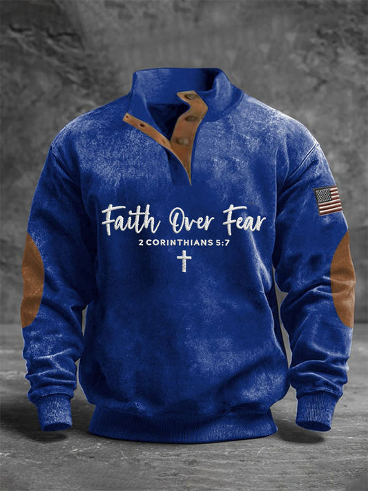 Men's Faith Over Fear Four-button Hoodie