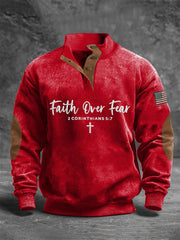 Men's Faith Over Fear Four-button Hoodie
