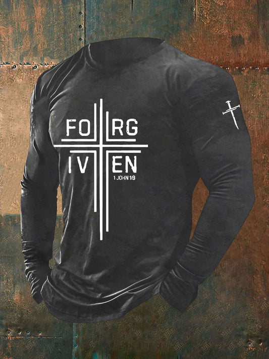 Men's Faith Cross Printed Casual T-shirt