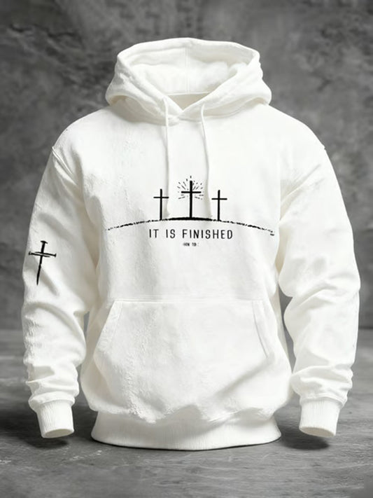 Men's It Is Finished Printed Casual Hoodie