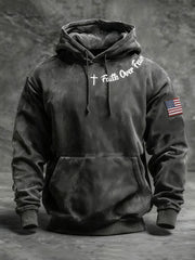Men's Faith Over Fear Cross Oversized Drop-Shoulder Hoodie with Pockets