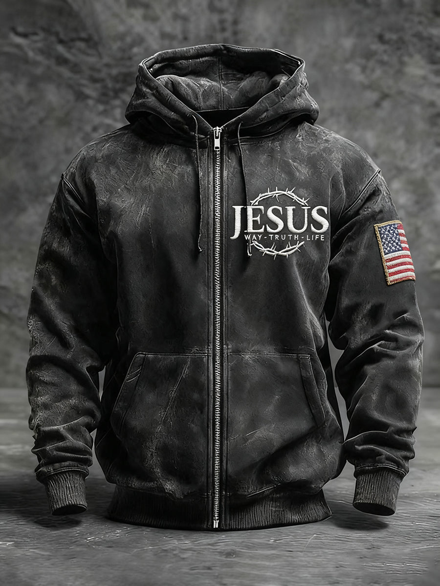 Men's Jesus Way Truth Life  Zip-Up Hoodie