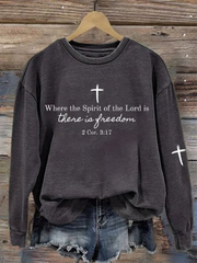 Women's Faith Cross Printed Casual Sweatshirt