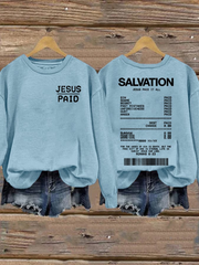 Women's Salvation Jesus Paid It All Faith Printed Sweatshirt
