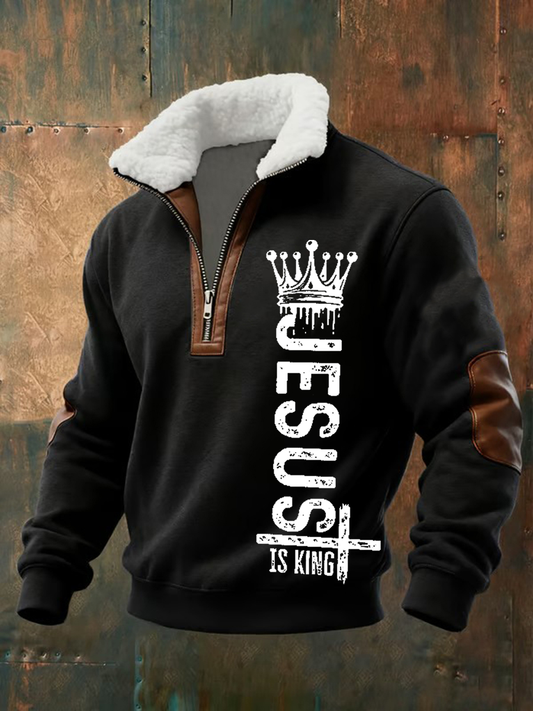 Men's Jesus Printed baggy zip-up hoodie