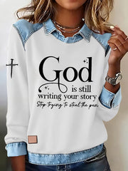 Women's God Is Still Writing Your Story Cross Sweatshirt