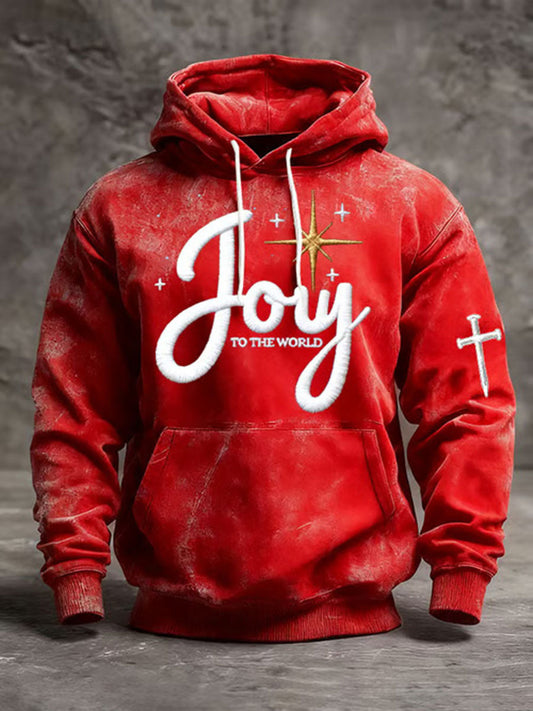 Men's Joy To The World Printed Casual Hoodie