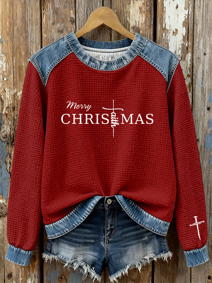 Women's Christmas Cross Print Casual Top
