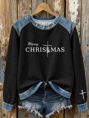 Women's Christmas Cross Print Casual Top