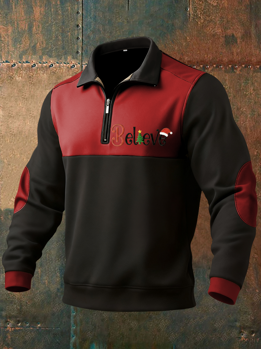 Men's Funny Christmas Believe Printed Sweatshirt