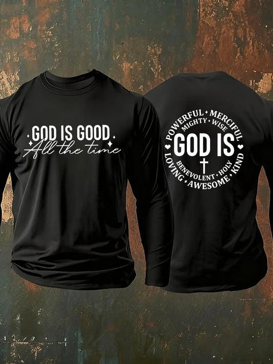 Men's God Is Good All The Time Casual Long Sleeve T-shirt