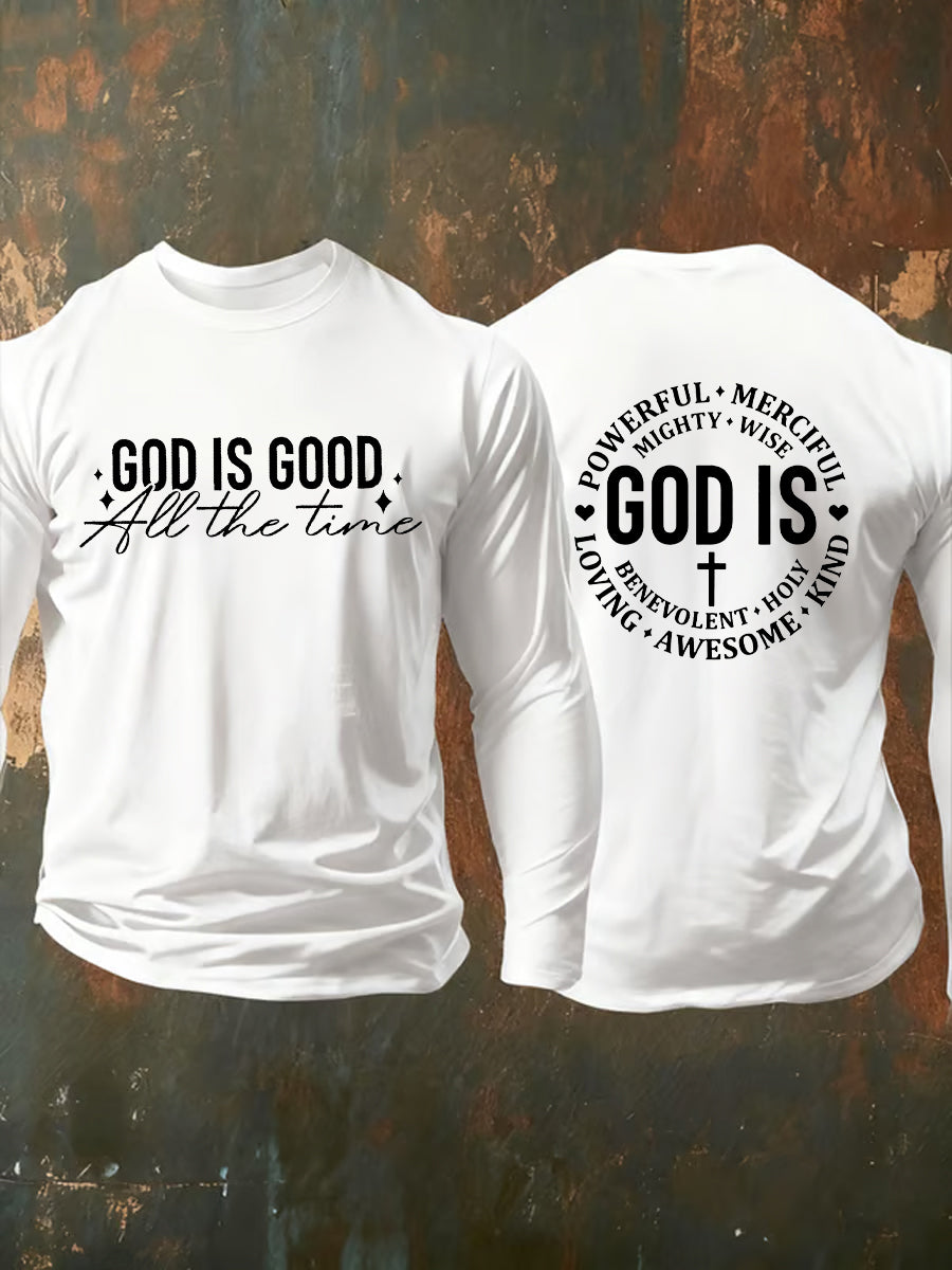 Men's God Is Good All The Time Casual Long Sleeve T-shirt