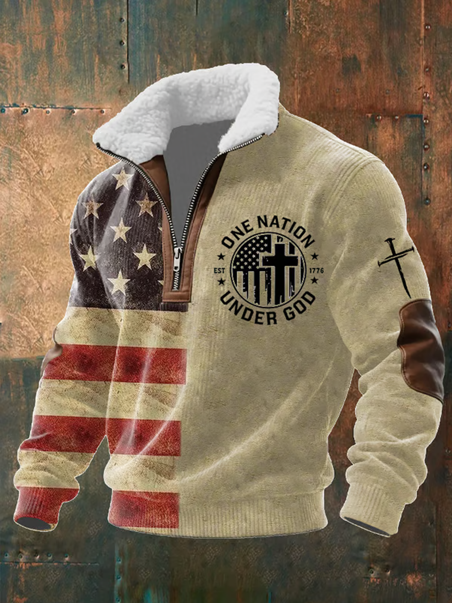 Men's Casual Faith Retro Textured Sweatshirt
