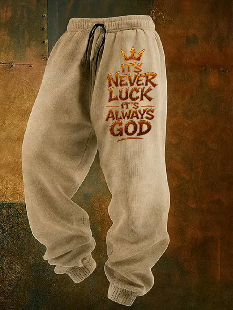 Men'S Casual Faith "It'S Never Luck, It'S Always God'S Arrangement" Printed Sweatshirt