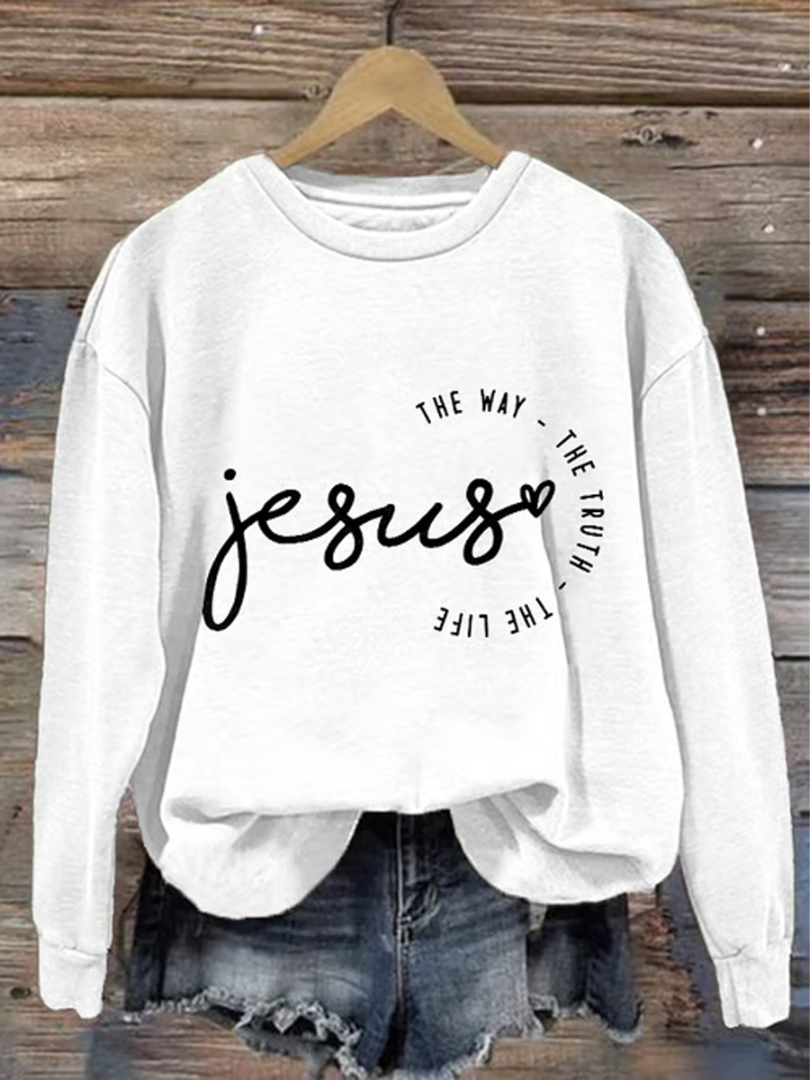 Women's Jesus The Way The Truth The Life Print Long Sleeve Sweatshirt
