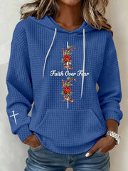 Women's Faith Over Fear Waffle Print Casual Top