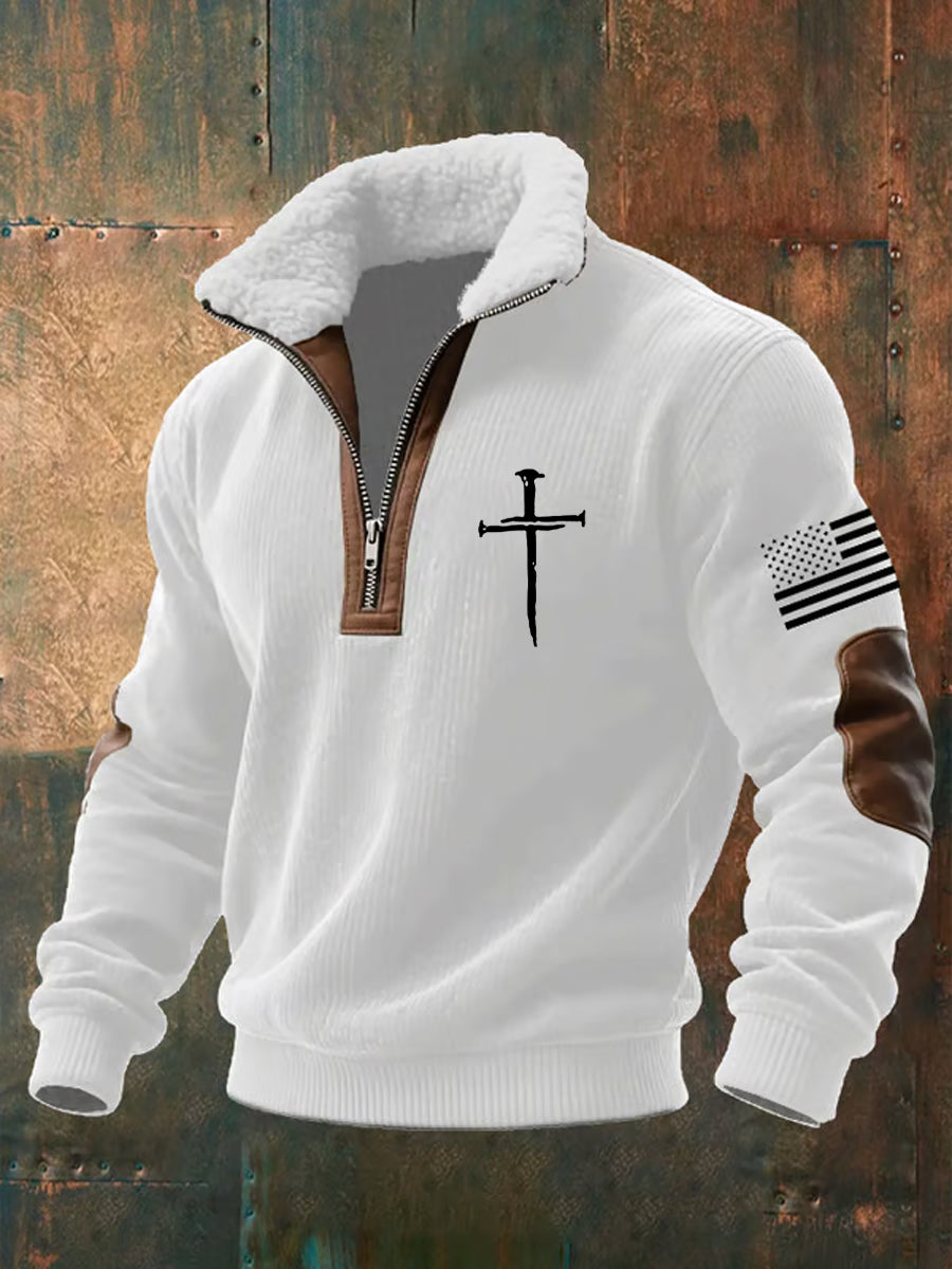 Men's Faith Cross Baggy Zip-up Hoodie