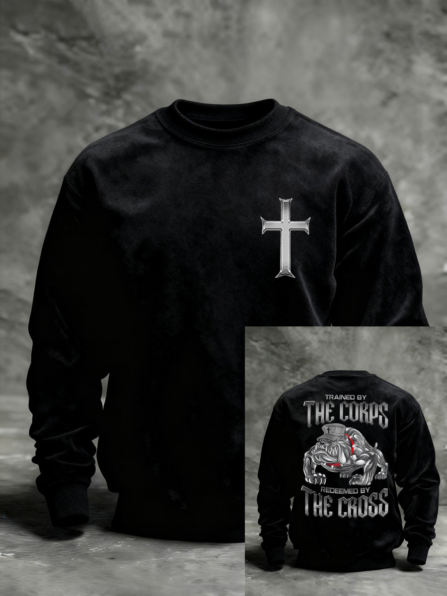 Men's Trained By The Corps Redeemed By The Cross Printed Casual Sweatshirt
