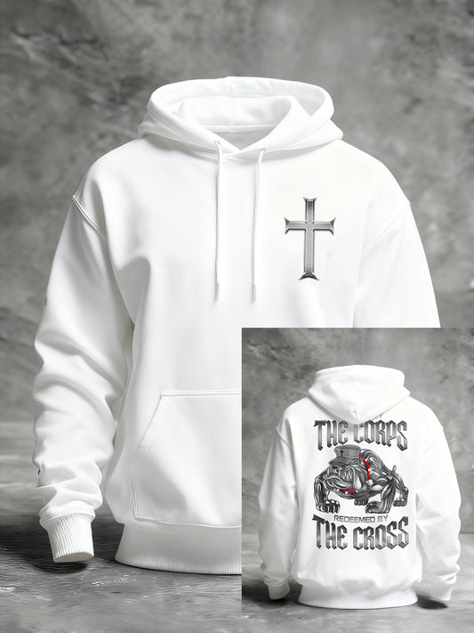 Men's Trained By The Corps Redeemed By The Cross Printed Casual Hoodie