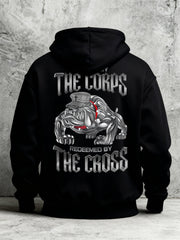 Men's Trained By The Corps Redeemed By The Cross Printed Casual Hoodie