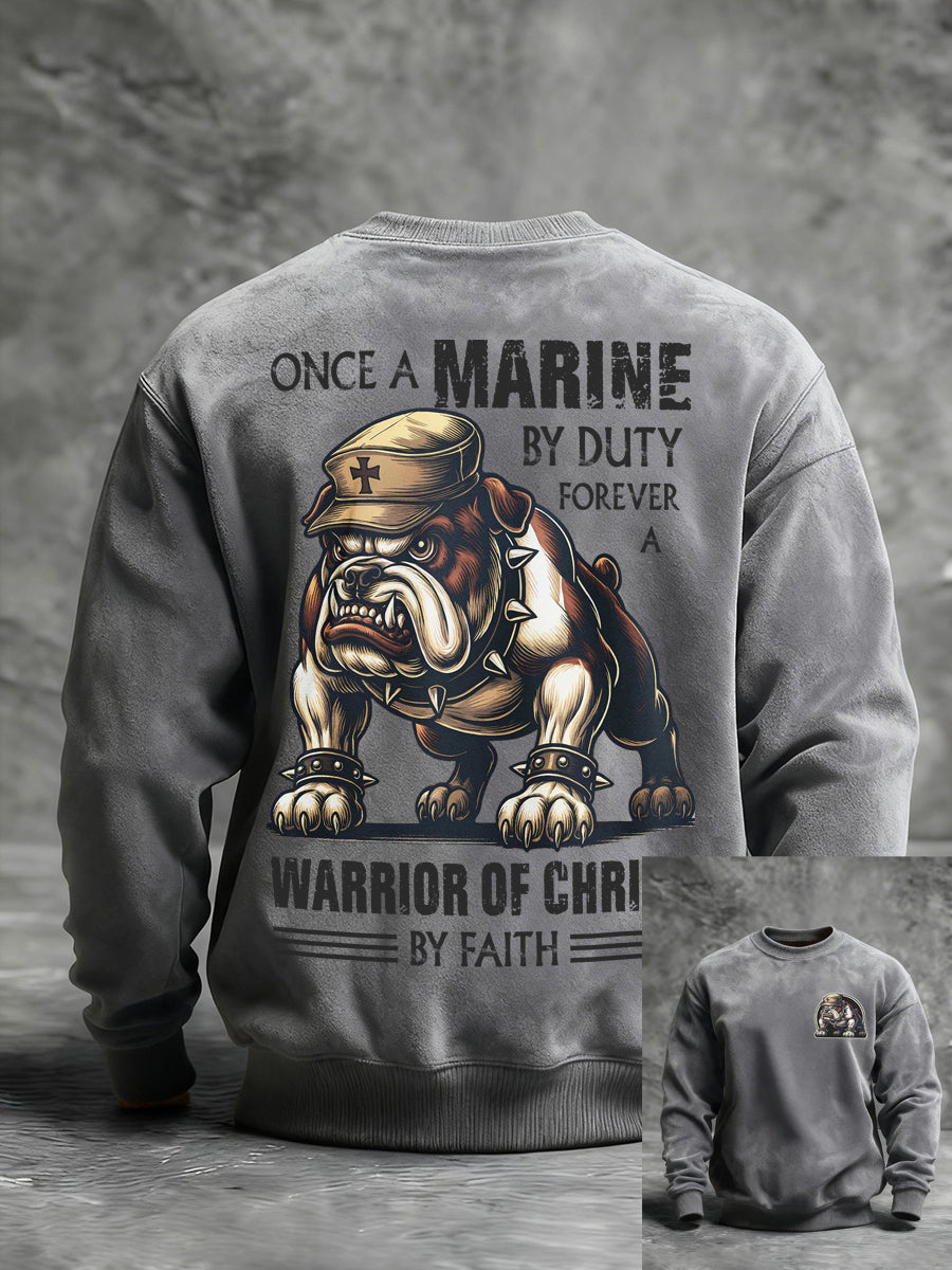 Men's Once A Marine By Duty Forever A Warrior Of Christ By Faith Printed Casual Sweatshirt