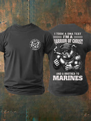 Men's I Took A Dna Test I'm A Warrior Of Christ Printed Casual T-shirt