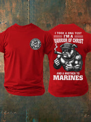 Men's I Took A Dna Test I'm A Warrior Of Christ Printed Casual T-shirt