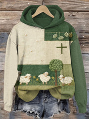 Women's Faith Prairie Lamb Print Casual Hoodie