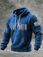 Men's The Way The Truth The Life Cross Checkered Cotton Hoodie