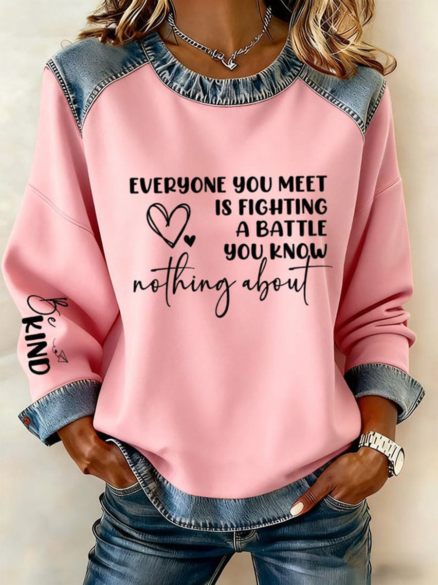 Women's Be Kind Denim Patchwork Top