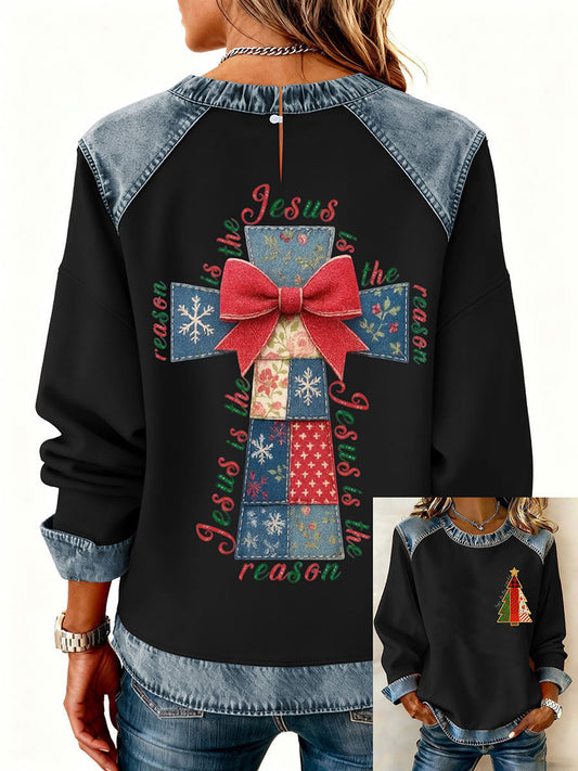 Women's Christmas Cross Print Casual Top