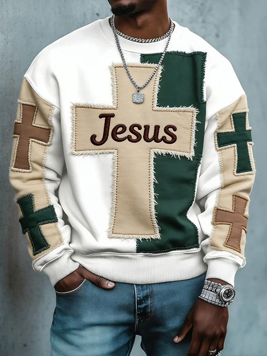Men's Jesus Cross Crew Neck Sweatshirt